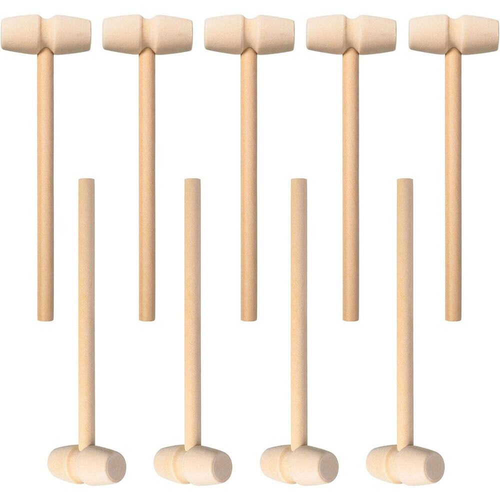 18 pcs Wooden Mini Hammers Multi-Purpose Natural Wood Hammer for Kids Toys Crab